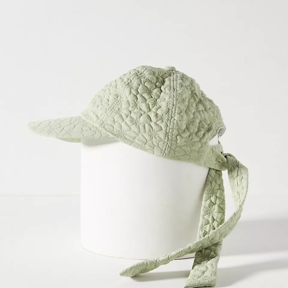 NWT Anthropologie San Diego Hot Cp. Floral Embroidered Cap Sage Green - Picture 2 of 5